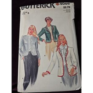 Vintage Semi Fitted lined Jacket Pattern 4056 Size 8 Uncut
